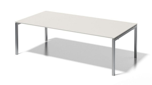 Poste de travail de direction/table de conférence Bisley Cito, cadre en U fixe en hauteur 730 mm, H 19 x L 2400 x P 1200 mm, gris blanc/argent, DUF2412GW355