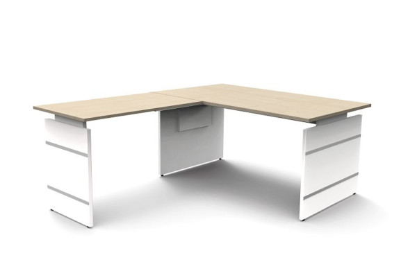 Bureau d'appoint Kerkmann réglable en hauteur L 1600 x P 800 x H 680-760 mm, forme 4, coloris : érable, 11465250