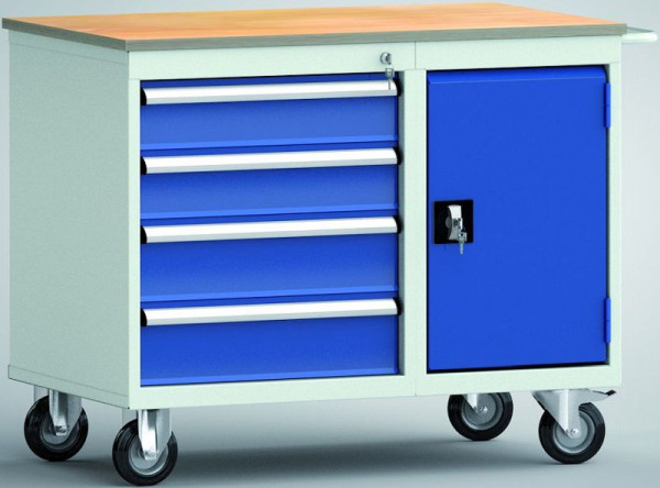 Etabli standard KLW, 1000 x 620 x 830 mm, avec plateau multiplex en hêtre, WS824N-1000M20-E7055