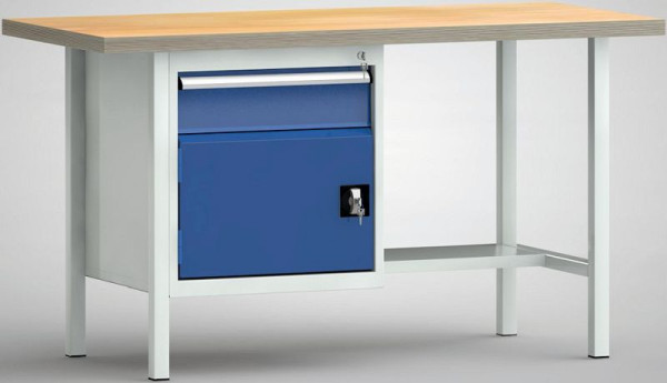 Etabli standard KLW, 1500 x 700 x 840 mm, avec plateau multiplex en hêtre, WS118N-1500M40-E1681