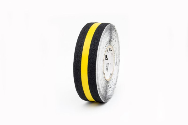 revêtement antidérapant m2, revêtement multifonctionnel, noir avec bandes jaunes, rouleau 50mmx18,3m, MFB1R050183