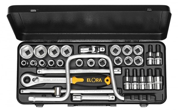 Jeu de clés à douilles ELORA 1/2 ", 12 points + six pans creux, 31 pièces 10-32 mm, 770-LIMK, 0770550102900
