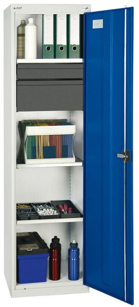 armoire à outils et matériaux contondants série 3000, 7035/5010, 1 tiroir 100 mm, 1 tiroir 200 mm, 3 étagères, 3005774