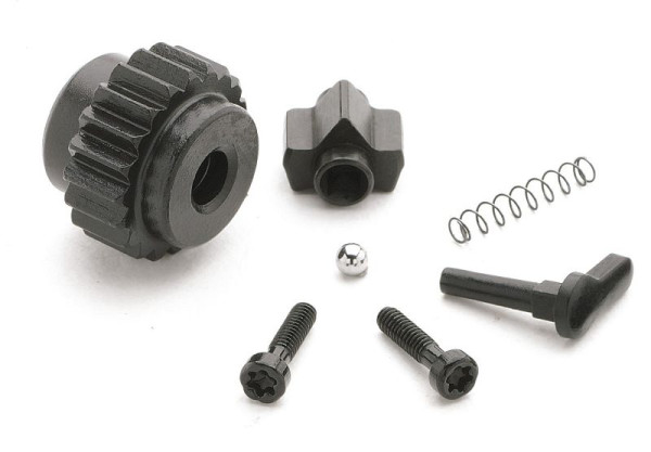 Jeu de pièces de rechange Hazet roue à rochet, six pans creux 6,3 = 1/4" comprenant : roue à rochet, pièce de blocage, levier de changement de vitesse, vis, bille, ressort de compression, 2264/7