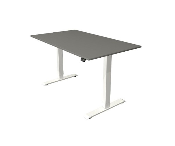 Kerkmann Move 1 table assis/debout blanc/argent, L 1400 x P 800 mm, réglable en hauteur électriquement de 740 à 1230 mm, graphite, 10358412
