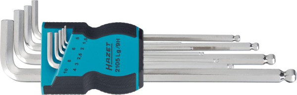 Jeu de tournevis coudés Hazet, profil à six pans creux, 1,5 - 10, nombre d'outils : 9, 2105LG/9H