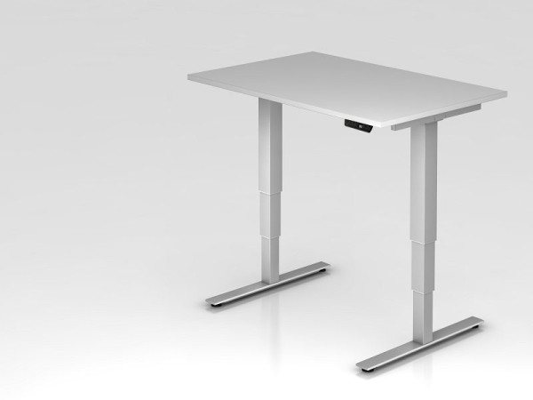 Bureau assis-debout électrique Hammerbacher 120x80cm gris, hauteur de travail 63,5 -128,5 cm, VXDSM12/5/S