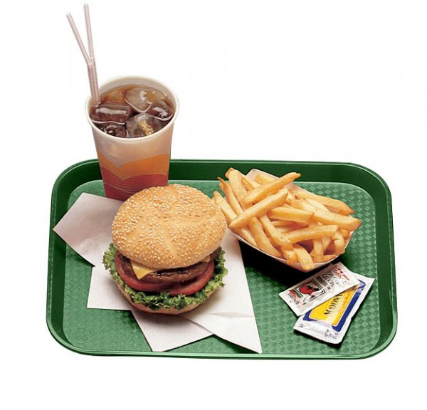 Plateau de restauration rapide Cambro, 30 x 40,6 cm, vert bouteille 12 x 16, paquet de 24, 1216FF119