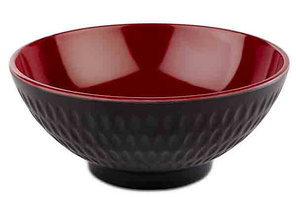 Bol APS -ASIA PLUS-, Ø 13 cm, hauteur : 5,5 cm, 0,35 litre, mélamine, intérieur : rouge, brillant, extérieur : noir, mat, 15418