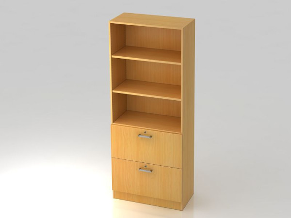 Armoire Hammerbacher 5OH, 2HR, panneau de base poignée chromée hêtre/hêtre, 80x42x200,4 cm (LxPxH), V7300/6/6/CE