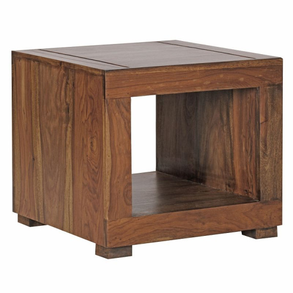 Wohnling table basse MUMBAI en bois de Sesham massif 50 cm de large, design style maison de campagne marron foncé, WL1.216