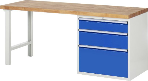 Etabli RAU série 7000 - modèle 7608, L2000 x P700 x H890 mm, base système L2000 x P650 x H850 mm, 03-7608A1-207B4M.11