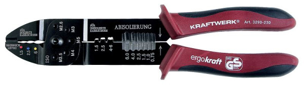 Pince à dénuder et cosses de câble Kraftwerk Ergokraft 5 en 1, trempée et avec arêtes de coupe rectifiées pour applications professionnelles + industrielles, 3290-230