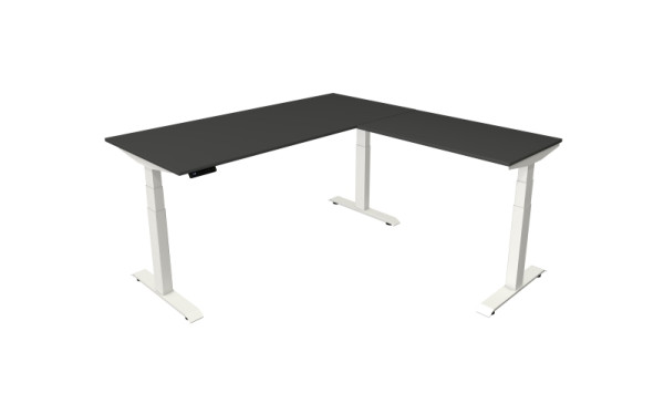 Kerkmann table debout/assise Move 4 nouveau 180 x 80 cm avec rallonge 100 x 60 cm cadre blanc, plateau de table anthracite, 10093113