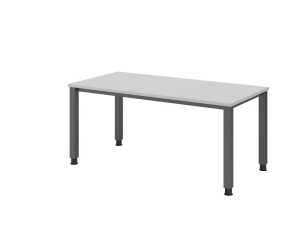 Bureau Hammerbacher QS16, 160 x 80 cm, plateau : gris, épaisseur 25 mm, structure à 4 pieds en graphite (similaire à RAL 7012), hauteur de travail 68-83,5 cm, VQS16/5/G