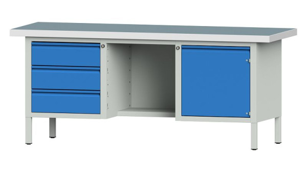 Établis ANKE Établi en caisson, modèle 355 E, 2000 x 700 x 850 mm, RAL 7035/5012, UBP 50 mm, 510.413