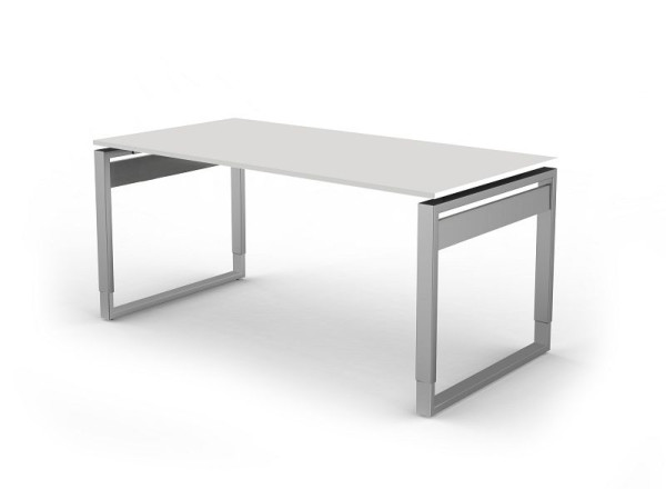 Bureau Kerkmann avec structure en fer, forme 5, L 1600 x P 800 x H 680-820 mm, blanc, 11403110