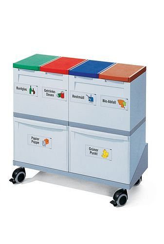 Station de recyclage DENIOS composée de 2 bacs de 30 l + 4 bacs de collecte de 15 l + chariot, 188-874
