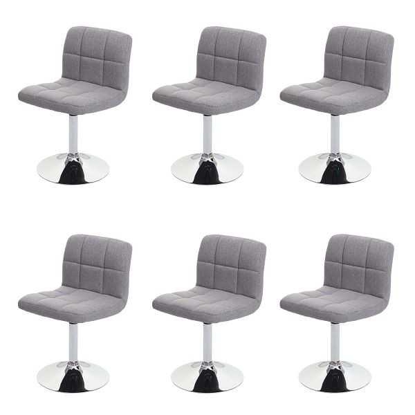 Mendler set de 6 chaises de salle à manger Kavala, chaise de cuisine, tissu/textile chromé pivotant, gris clair, 3x74175