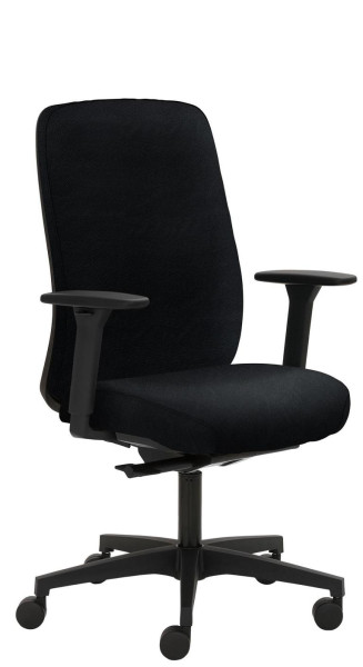 Mayer Sitzmöbel chaise pivotante, piètement en plastique, accoudoirs réglables en hauteur, noir, cuir, 2229_AV1D_SYM++_81007