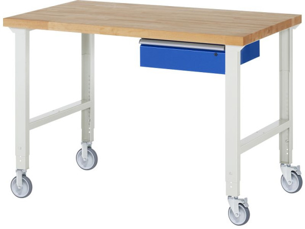 Etabli mobile RAU (réglable en hauteur) 7001A1, 1500x900x950-1000mm, 2 roulettes fixes et roulettes pivotantes chacune, 05-7001A1-159B4H22.11