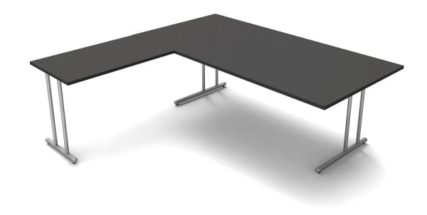 Poste de travail d'angle Kerkmann, Start Up, L 2000 mm x P 2000 mm x H 750 mm, coloris : anthracite, 11437713