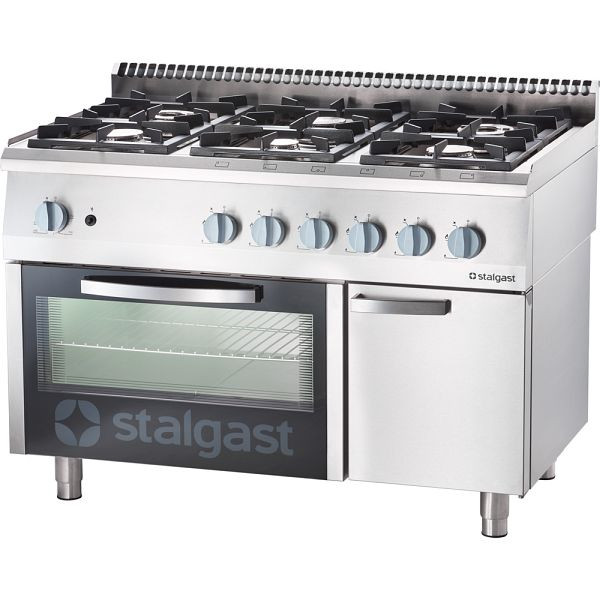 Cuisinière à gaz Stalgast 6 feux avec four série 700 ND - G20, 6 feux (3,5+2x5+2x7+9), SL33623SE
