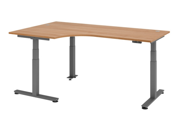 Hammerbacher table d'angle assis-debout électrique 200x120cm 90° noyer, VXDSM82/N/G