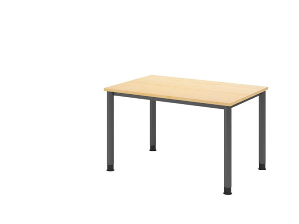 Bureau Hammerbacher HS12, 120 x 80 cm, plateau : érable, épaisseur 25 mm, structure à 4 pieds en graphite, hauteur de travail 68,5-81 cm, VHS12/3/G