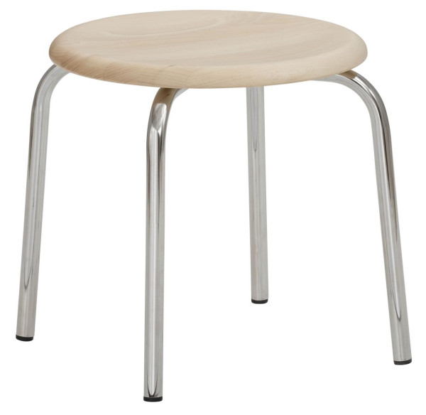 Tabouret Mayer Sitzmöbel , structure chromée, assise creuse en hêtre massif, laqué naturel, hauteur d'assise 35 cm, 1138_01_91