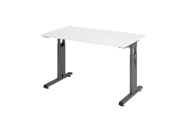 Bureau Hammerbacher OS612, 120 x 67 cm, plateau : blanc, épaisseur 25 mm, chant ABS 2 mm, forme rectangulaire, graphite, VOS612/W/G