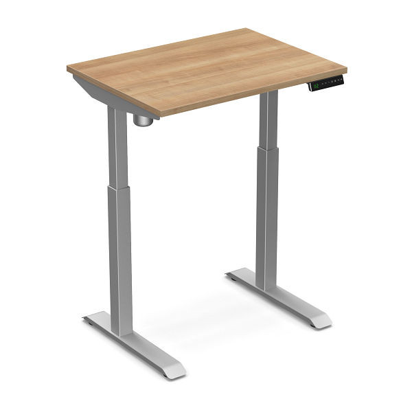Bureau assis-debout Worktrainer StudyDesk (argent / Havana 80 x 60 cm), StD-xs-slv-hvn