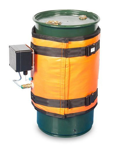 Enveloppe chauffante DENIOS pour fûts de 60 l, protection antidéflagrante T4, thermostat, 1100 - 1250 mm, 130 watts, 280-710