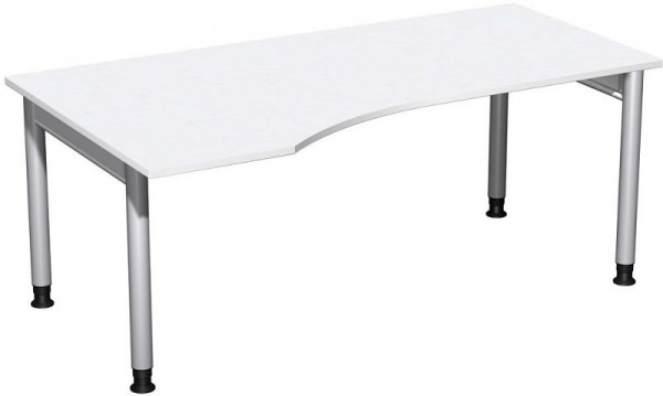 Bureau PC geramöbel gauche, réglable en hauteur, 1800x1000x680-820, blanc/argent, N-657306-WS