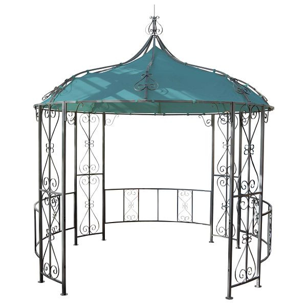 Mendler Pergola Almeria, pavillon rond pavillon de jardin, cadre en acier stable Ø 3m, turquoise, 77127+77128+77117