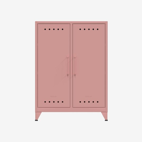 Buffet central Bisley Fern, avec deux étagères fixes, rose pastel (620), FERMID620