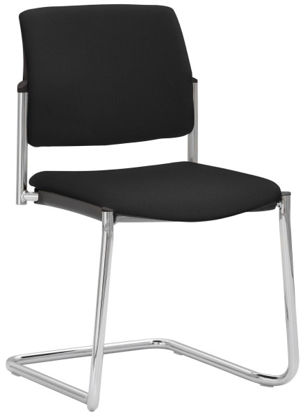 Mayer Sitzmöbel chaise empilable, structure luge chromée, noir, 2518_F1_30617