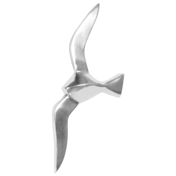Wohnling Décoration Murale Mouette S en Aluminium Poli Figurine décorative 30 cm Statue Sculpture Petit Aluminium Unique Moderne Maritime WL1.917
