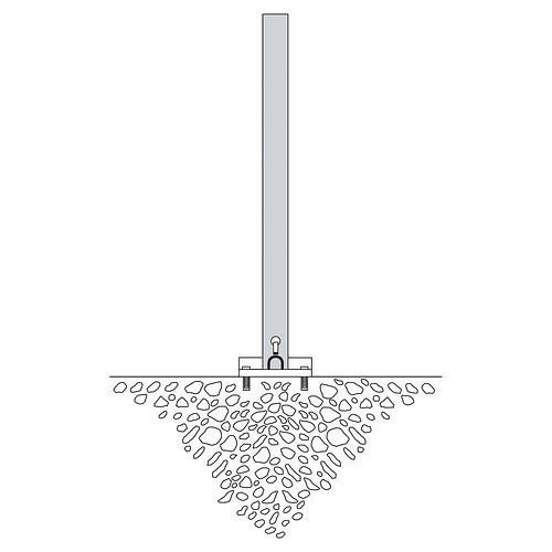 Poteau de barrière Schake, acier, inclinable, galvanisé à chaud, à cheviller, hauteur 1000, 70 x 70 mm, serrure triangulaire, 310843