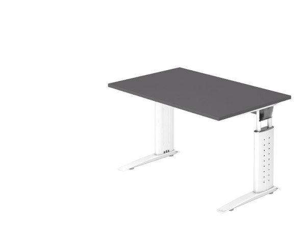 Bureau Hammerbacher pied C 120x80cm graphite/blanc, hauteur de travail 68-86 cm réglable, VUS12/G/W