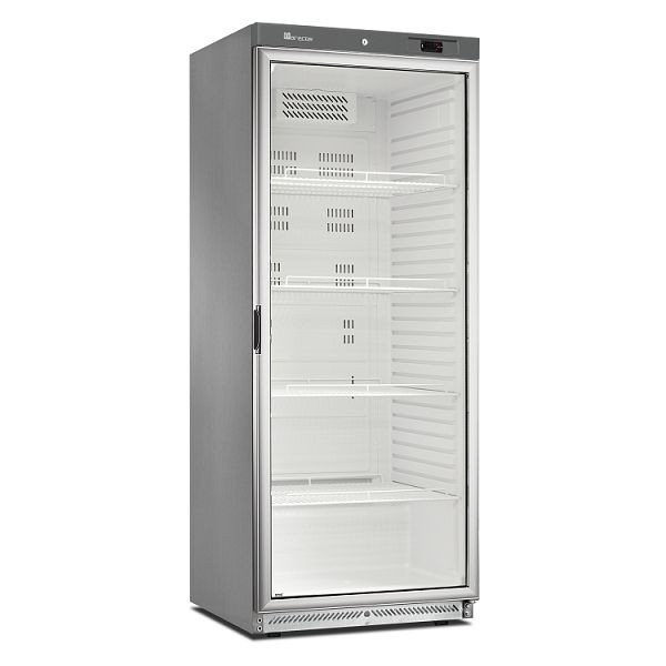 Réfrigérateur Marecos GN 2/1 avec porte vitrée en acier inoxydable série 600, refroidissement statique avec ventilateur, 221.104