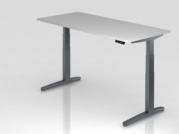 Bureau assis-debout électrique Hammerbacher 180x80cm gris/graphite, forme rectangulaire, VXBHM19/5/GG