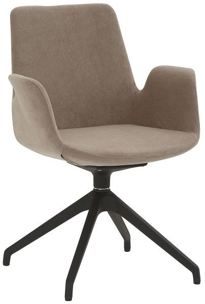 Fauteuil Mayer Sitzmöbel myHELIOS, revêtement d'assise et de dossier velours marron clair, piètement étoile plastique noir, 2009_S3_30605