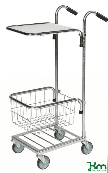 Mini chariot de transport Kongamek, 4 roulettes, 1 étagère et 1 panier, réglable en hauteur, KM153-HT