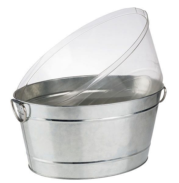 Bac à boissons APS -TIN-, 50 x 32 cm, hauteur : 23 cm, métal, galvanisé, PVC, avec insert en plastique, 18 litres, 36096