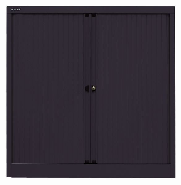 Armoire à volet roulant Bisley EuroTambour, 2 étagères, 2,5 OH, volet roulant noir, corps noir, ET410102S5633