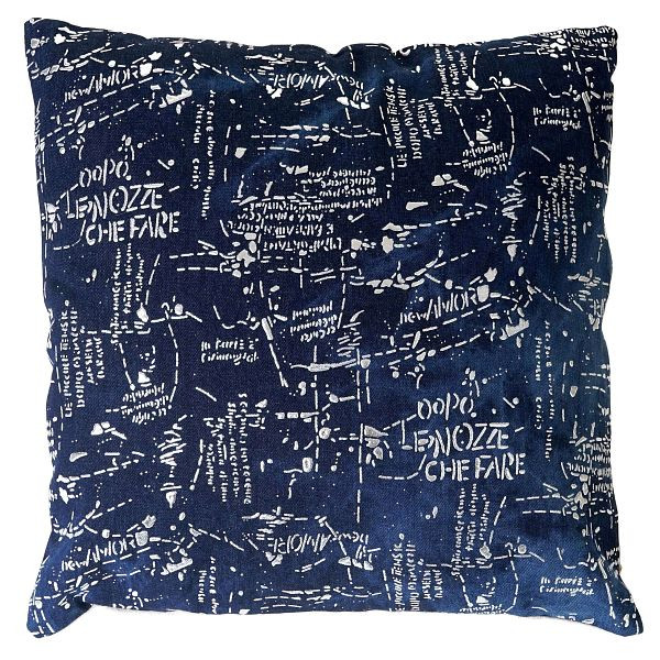 Mendler coussin décoratif écriture, coussin décoratif coussin de canapé avec rembourrage, effet brillant bleu 45x45cm, 51875
