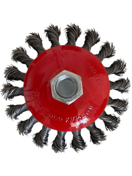 VaGo-Tools brosse biseautée brosse métallique 100mm brosse nouée meuleuse d'angle flex, PU: 24 pièces, 09-020x24_xv