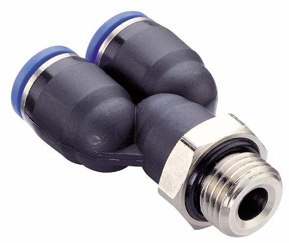 temporisateur B-YE-6-1/8-KU, raccord à visser Y, cylindrique avec joint torique, Ø tuyau : 6 mm, filetage : 1/8", UE : 10 pièces, 03180153