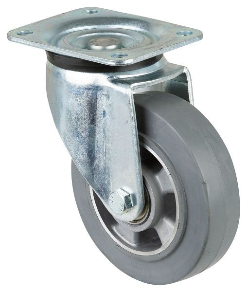 Roulette robuste BS Wheels, largeur de roue 50 mm, Ø roue 160 mm, capacité de charge 300 kg, bandages élastiques gris, corps de roue en aluminium, roulements à billes, L600.B83.160